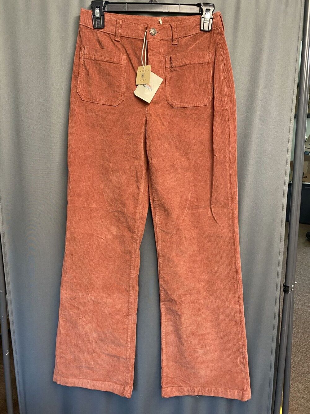 Faherty Pants Women's 27 Rust Corduroy Regular Fit High-Waisted Straight Leg A35